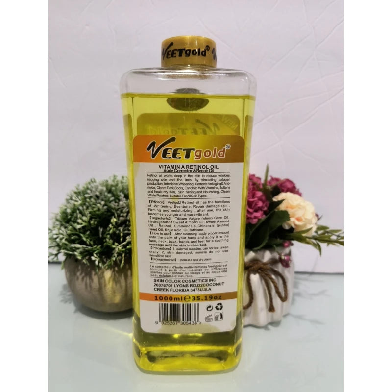 veet gold Retinol Face body corrector oil 1000ml  Vitamin A Anti Aging & Wrinkle