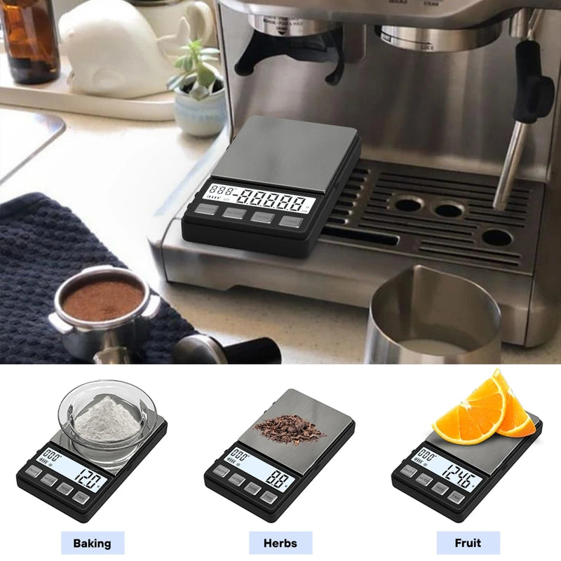 WEIGHTMAN Espresso Scale with Timer 1000g x 0.1g Small & Thin Travel Coffee Scale, Mini Digital Scale Grams and Ounces with Large Backlit LCD Stainless Steel Pocket Food Scale Drip Tray Pulling Scale | WEIGHTMAN