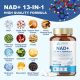 Aoruilia NAD Supplements 1200mg, NAD+ 13 in 1 Superior Antioxidant Blend with Max Absorption for Cellular Energy and Healthy Aging Support, 120 Capsules