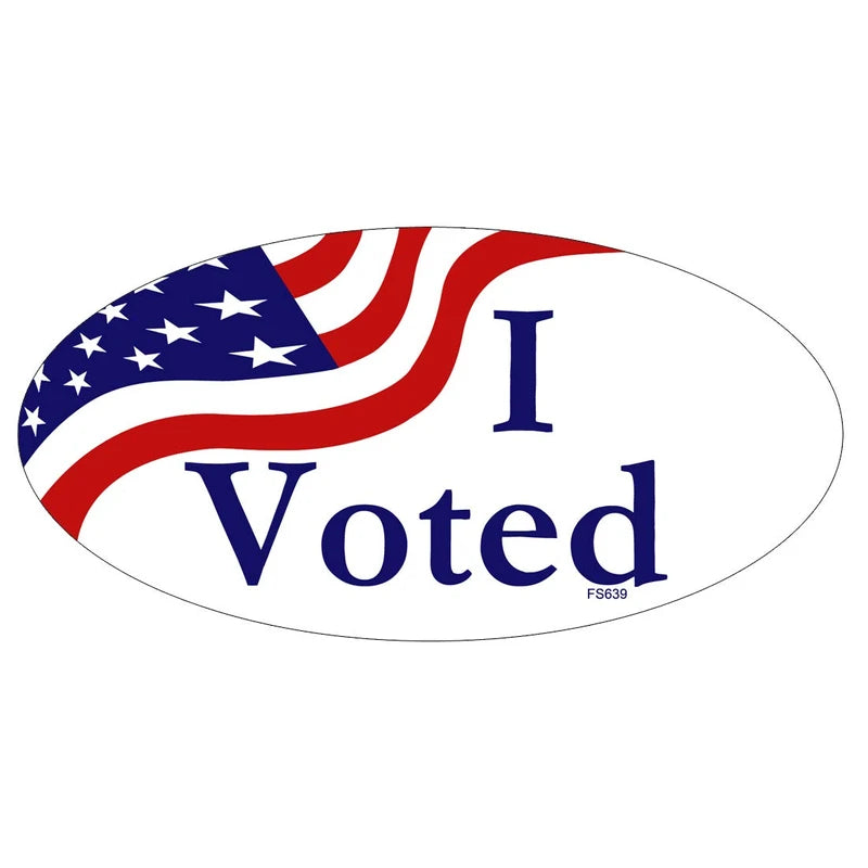 I Voted Oval Stickers 5in x 2.5in - 12 Pack