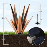TOMBABY Solar Metal Agave Plants Gargen Lawn Ornaments Home Decoration,Solar Panel Tequila Sculpture for Outdoor Patio Yard Light Up at Night,Gifts for Friends or Family (2, coppery)