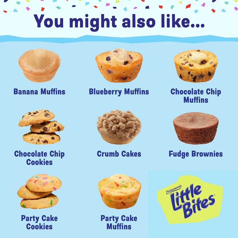 Entenmann's - (4 pack) Little Bites Assorted Muffins, 80 individual packs, (20 ct each), Mini Muffins, 138 oz Variety Pack – (20) Chocolate Chip, (20) Fudge, (20) Blueberry, (20) Party Cake