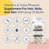Moerie Hair Growth Supplement for Women & Men - Hair, Skin, and Nails Vitamins With Biotin, Q10 & Minerals - For Thicker, Fuller Hair & Hair Loss Treatment - Advanced Beadlet Delivery System - 120 Pills ( 60 Pills x 2 Bottles)
