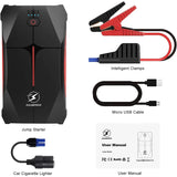 FLYLINKTECH Starthilfe Powerbank, 2000A Spitzstrom 13200mAh Tragbare Auto Starthilfe 12V für 6.0L Benzin und 5.0L Dieselmotor, IP66 Wasserdicht Starter Powerbank mit LED Taschenlampe