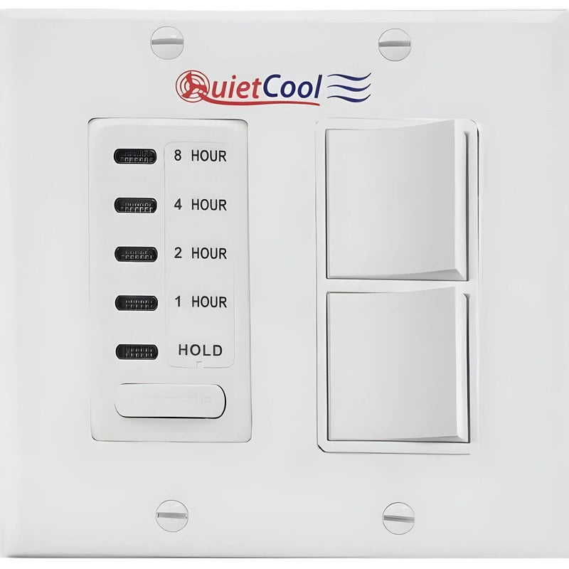 QuietCool NEW QuietCool Combo 3 Speed Control Switch & 8 Hour Timer with 2-Gang Wall Plate