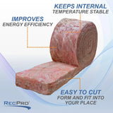 RecPro RV Fiberglass Insulation 2-1/4" Thickness | Unfaced | 15" x 67' Roll | 83.75 SqFt (1-Pack)