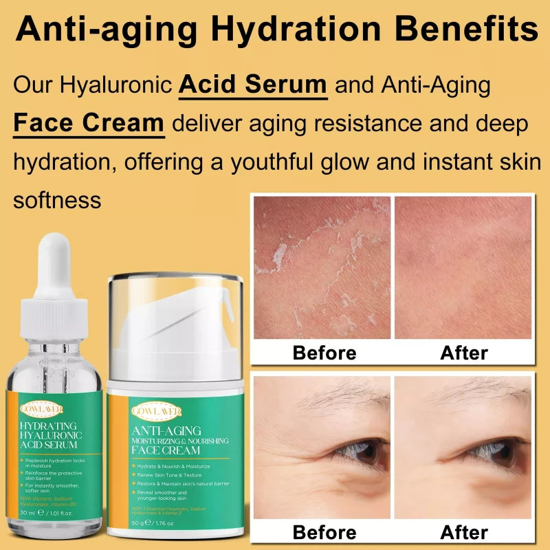 GOWLAVER Complete Skin Care Routine Kit Cleanser Toner Serums Face Cream Anti Aging