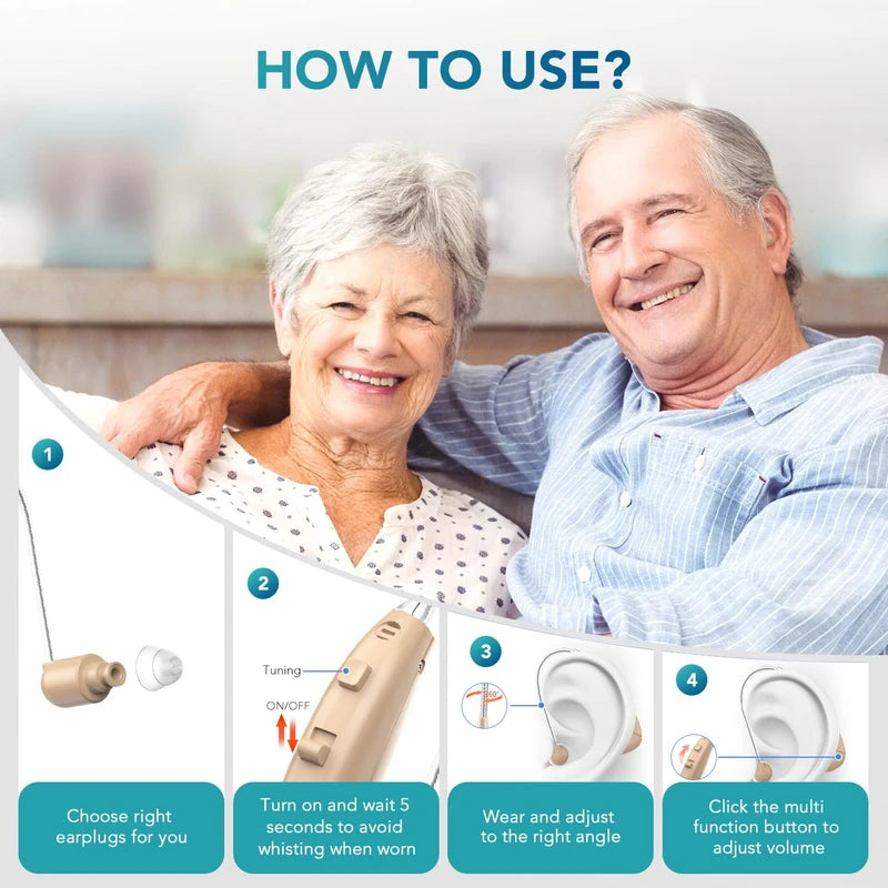 Hearing Aids for Seniors, Rechargeable Hearing Aid Severe Hearing Loss with Noise Cancelling and Volume Control