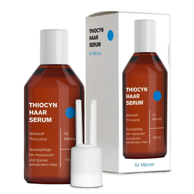 Thiocyn hair serum against hair loss* for men • Scientifically based remedy without known side effects • Made in Germany • Effective regardless of age • 150 ml