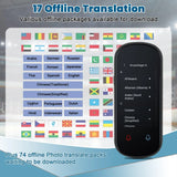 Language Translator Device, Two Way Real-Time Voice Translation, Support 150 Languages, Accurate Offline/Recording/Photo Instant Translation with 3”HD Inch。 Touch Screen for Travel