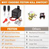 Remote Battery Disconnect Switch Upgraded Kill Switch for Car Truck DC12V 200A Remote Control Anti-Theft Prevent Battery Drain Isolator (Black Negative Wire at The Bottom)(360A Starting Current)