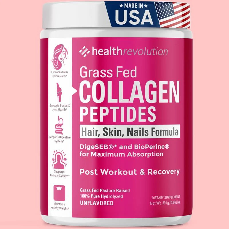 Collagen Powder Supplement - Pure Hydrolyzed Grass-Fed Collagen Peptides, Healthy Skin Hair Beauty Nails Joints, Fitness Recovery, Edible Unflavored - Size: Single Pack