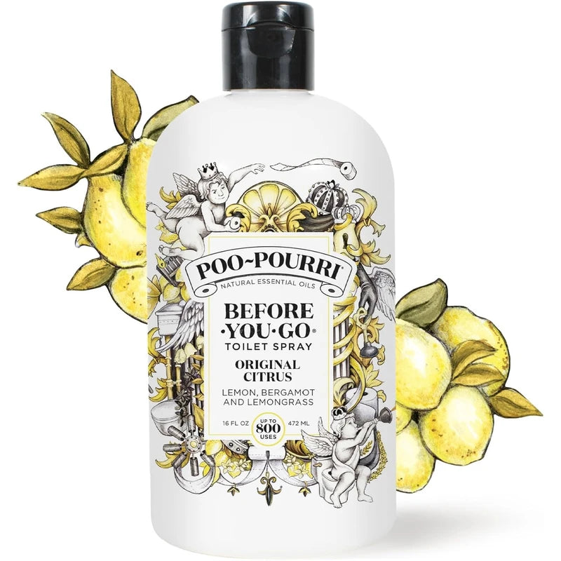 Poo-Pourri Before-You-Go Toilet Spray – Original Citrus Scent Refill Bottle 16 Fl Oz - Lemon, Bergamot and Lemongrass