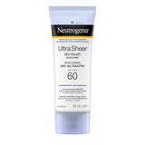 Neutrogena Ultra Sheer Dry-Touch Sunscreen SPF 60, Water & Sweat Resistant, non-comedogenic, won't clog pores, 88mL