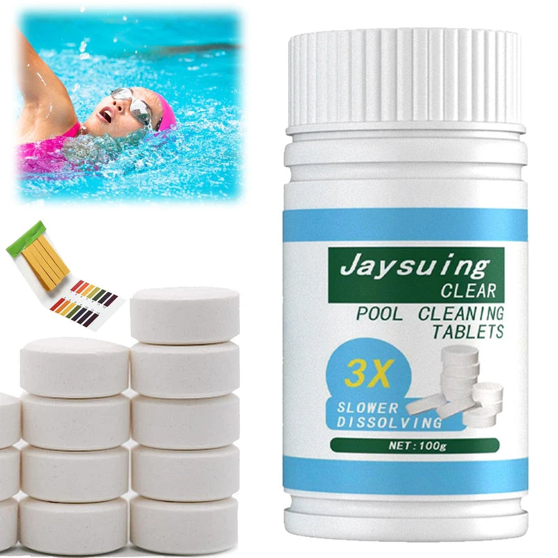 Slow Dissolving Chlorine Tablets for Swimming Pools, Pool Cleaning Tablet, Pool Chlorine Tablets, Chlorine Tabs, Pool, Multifunctional Chlorine Tablets, Pool Accessories, Cleaning Limescale Avoidance