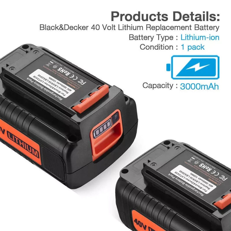 For Craftsman 2x 40V MAX Lithium Battery for Black & Decker LBXR36 4.0Ah 40 Volt LBX2040 LBX36