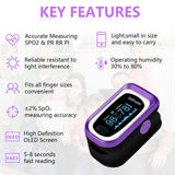 SpO2 Pulse Oximeter, Pulse Oximeter with Respiration, Pulse Oximeter with Respiratory, SpO2 Pulse Rate Pulse Oximeter counts (Black Purple)
