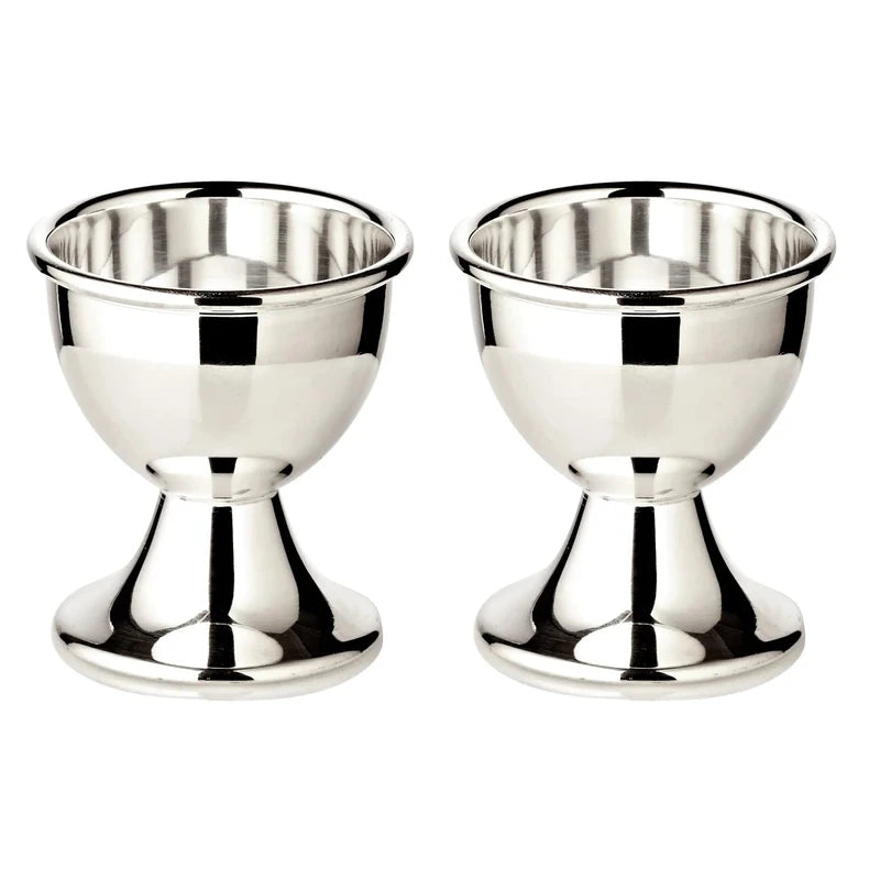 Edzard Egg Cups Classo Heavy Silver Plated - Cup Set for Eggs, Silver Egg Cups, Modern Holder for Breakfast Eggs, Egg Tray - Crockery for Holidays, Holiday Egg Cups (Height 5 cm), Set of 2