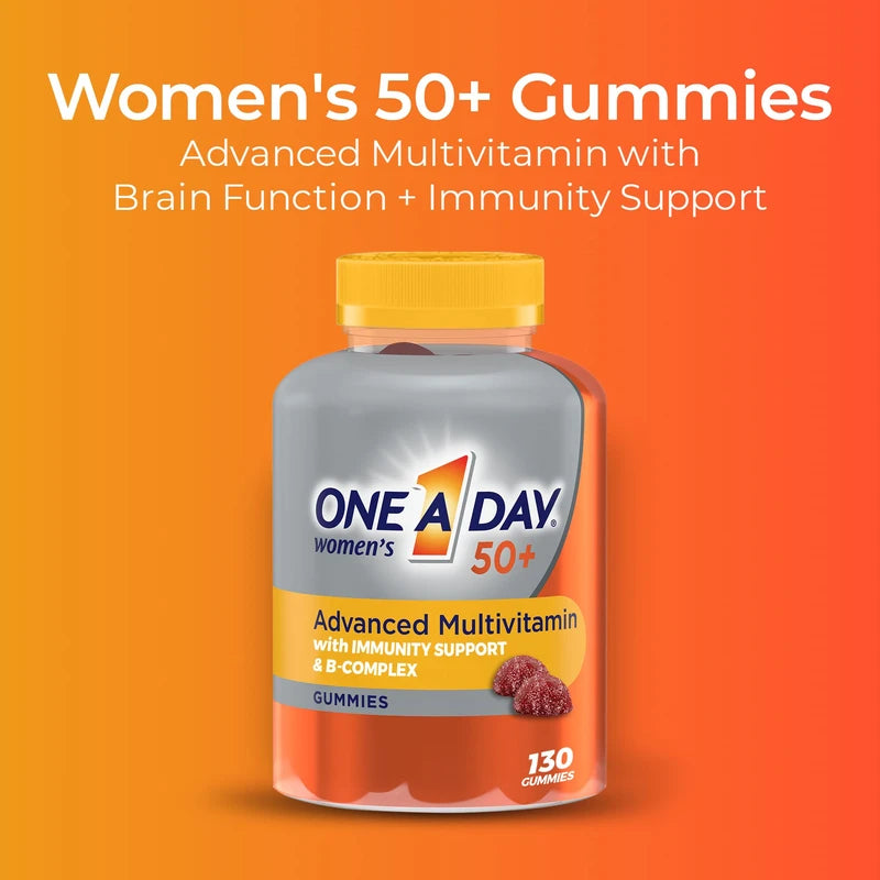 One A Day Women 50 Plus Multivitamin Gummies- Advanced Multivitamin Gummy with Brain Function & Immunity Support, Formulated with Vitamins & Minerals for Women 50+, 130 Gummies