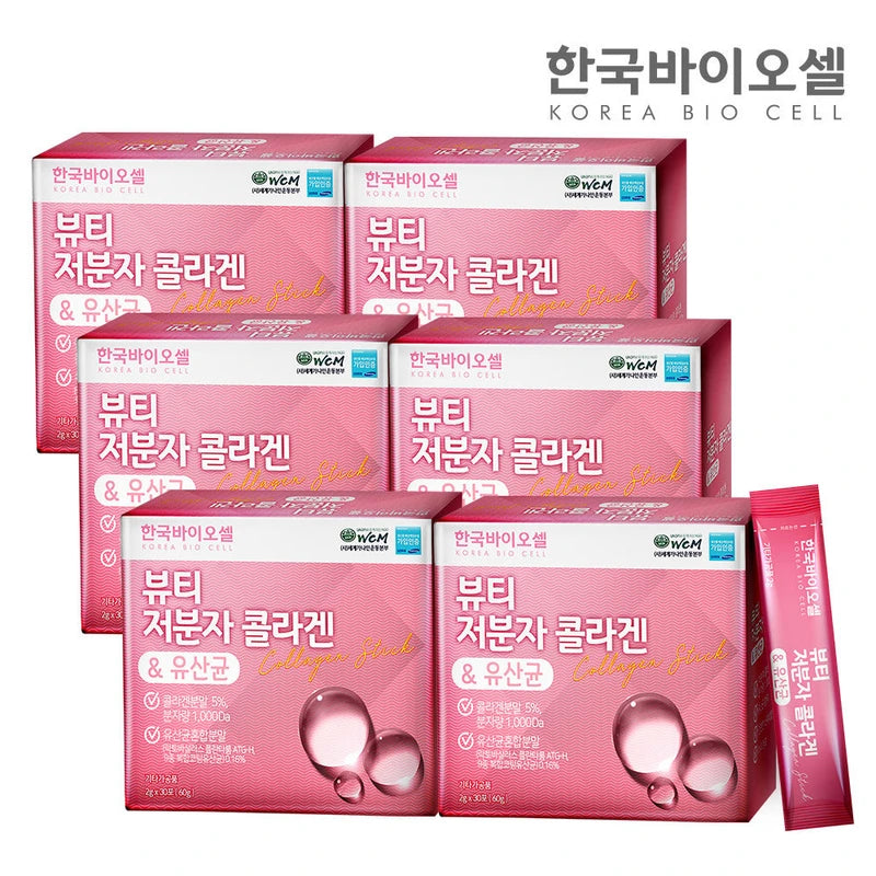 Korea Biocell [On Sale] Korea Biocell Beauty Low Molecular Collagen Lactobacillus 6 Sets (2g x 180 packets) 6 months supply / 한국바이오셀 [온세일]한국바이오셀 뷰티 저분자 콜라겐 유산균 6세트(2g x 180포) 6개월분