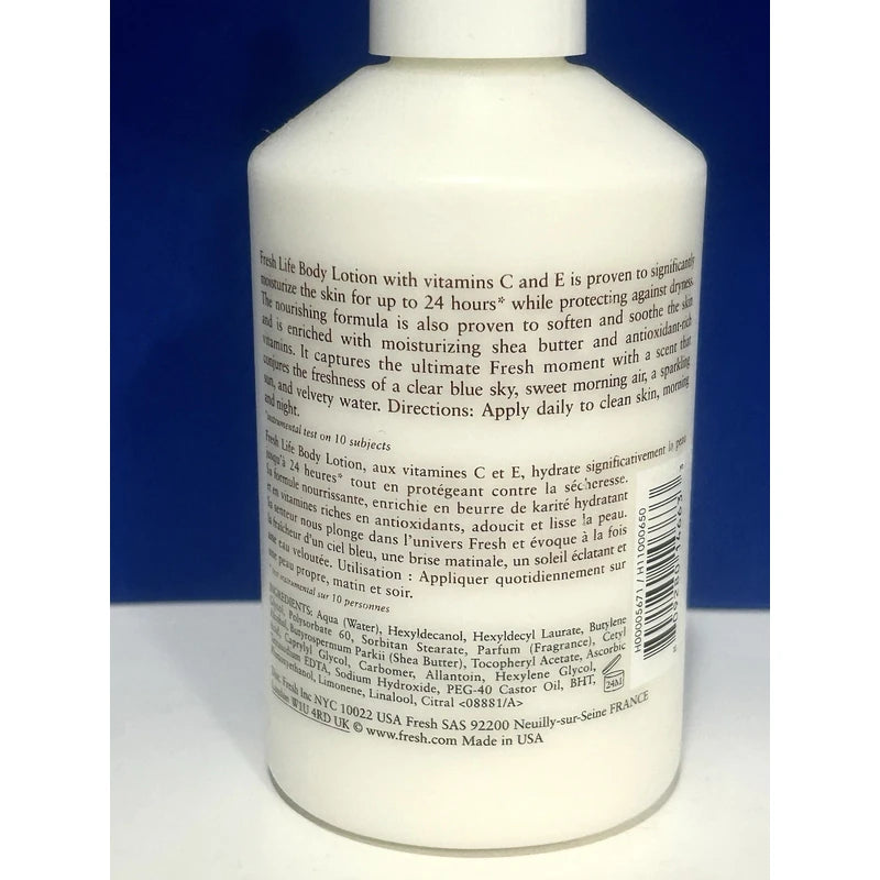 Fresh Life Body Lotion 10oz/300mL w/ Vitamin C & E Pump Bottle