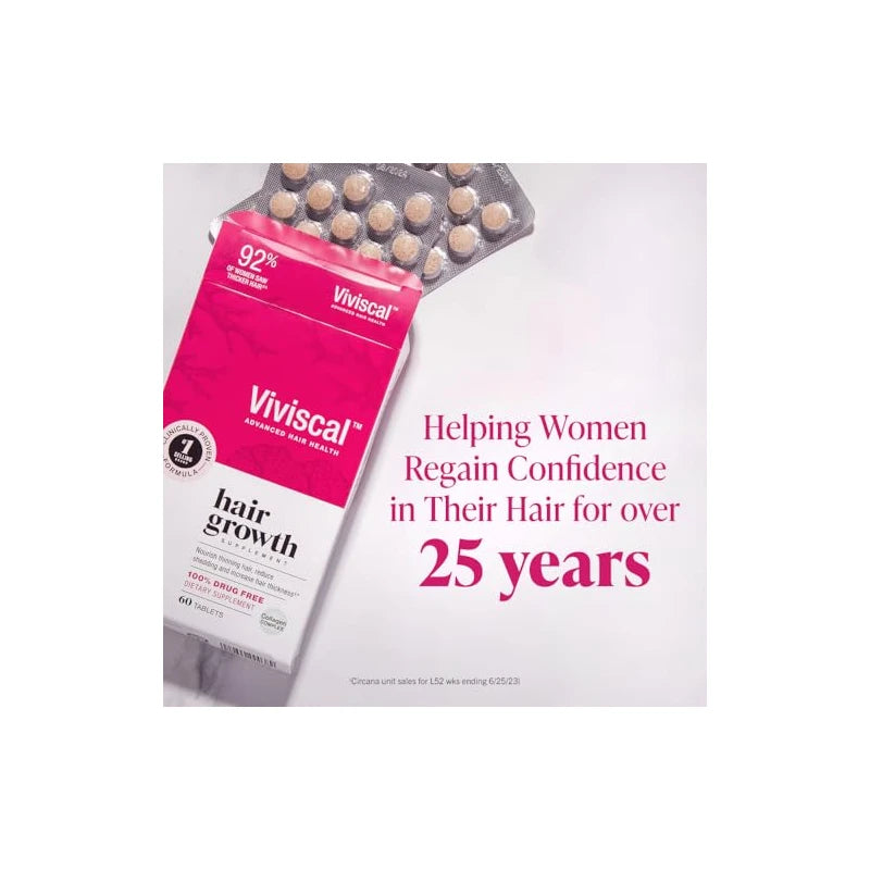 Viviscal Viviscal Hair Growth Supplements for Women, Dietary Hair Supplement Tablets With AminoMar Collagen Complex, Biotin, Zinc, Vitamin C, and Iron, Nourish Thinning Hair, 30 Day Supply, 60 Count