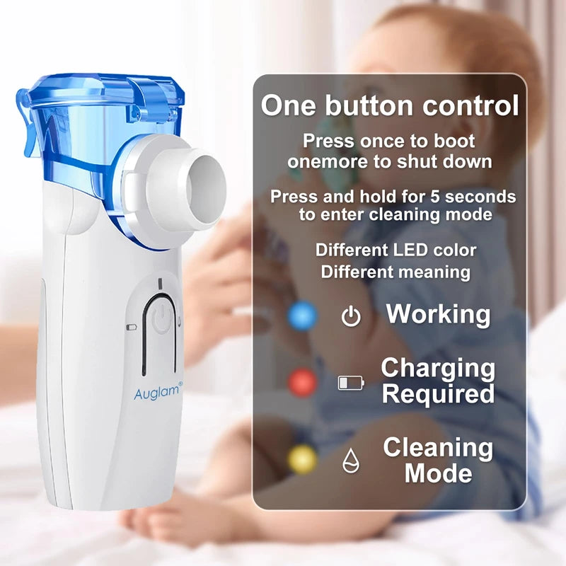 Nebulizer, Ultrasonic Portable Nebulizer, USB Rechargeable Portable Nebulizer with Mouthpiece, Nebulizer Machine for Adults & Kids with Auto Clean, Travel, Home, Daily use