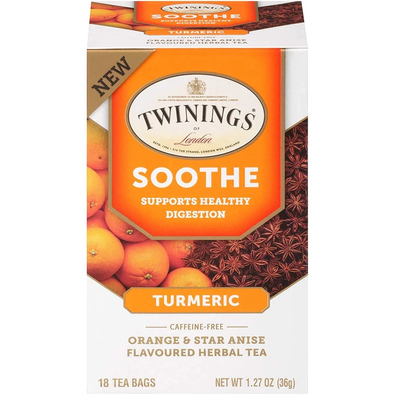 Twinings of London Daily Wellness Tea, Soothe Digestion Supporting Turmeric, Orange & Star Anise 18 ct