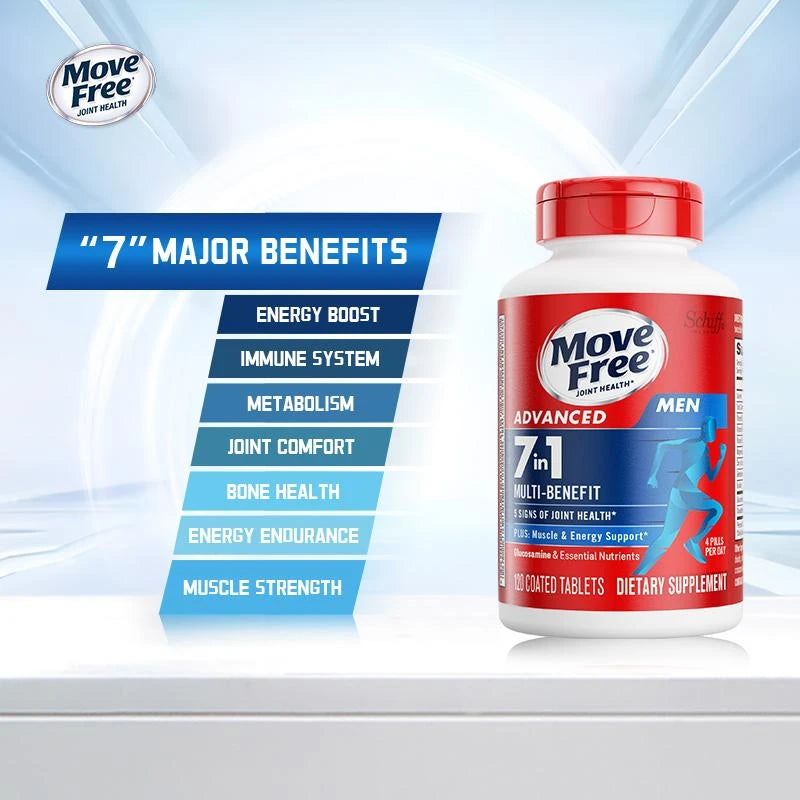 【 Joint Health】Move Free joint health 7-in-1 Glucosamine Chondroitin Plus Calcium Complex Vitamin Customized for Men with B-Vitamins + Multi-Glucosamine 120 Pills - Specification: Men's Glucosamine