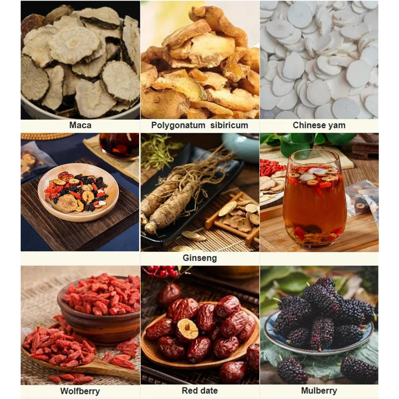 Megacephalus Kidney Tea Formula Ginseng Six Treasure Tea, Ginseng Five Treasures Tea Kidney Tea, Organic Kidney Cleanse Herbal Tea, Traditional Healthy Kidney Cleansing Tea for Men & Women (20 Bags)