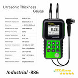 Ultrasonic Thickness Tester Industrial-886 / Digital Metals Thickness Gauge with Range 0.04-15.75in(1-400mm) / Industrial Measuring Instrument