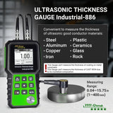 Ultrasonic Thickness Tester Industrial-886 / Digital Metals Thickness Gauge with Range 0.04-15.75in(1-400mm) / Industrial Measuring Instrument