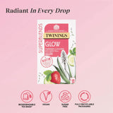 Twinings Superblends Glow Tea - Strawberry & Cucumber Green Tea with Aloe Vera & Biotin for Skincare & Hair Care, 80 x Biodegradable Tea Bags