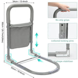 Bed Rails for Elderly Adults Assist Safety for Seniors Hand Bar Grab with Storage Pocket Patent Stabilizer with Fixing Strap, Support Up to 300lbs Grey