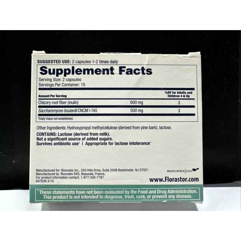 Florastor Select 2-in-1 Probiotic and Fiber Supplement-30 Caps*Gut Boost! 02/26+