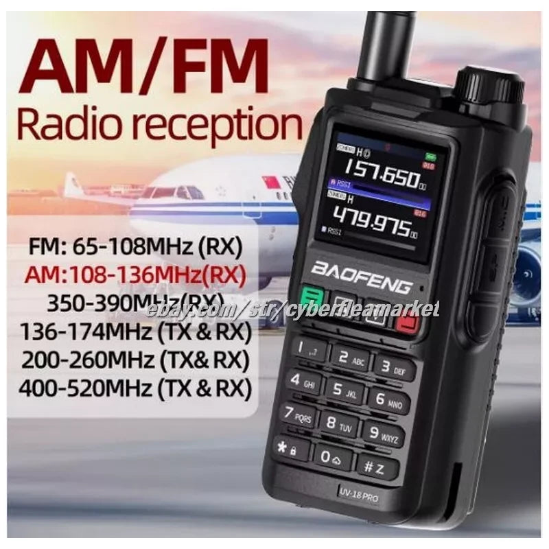 BaoFeng UV18 Pro Max GPS Air Band Walkie Talkie NOAA Type-C Long Range Ham Radio