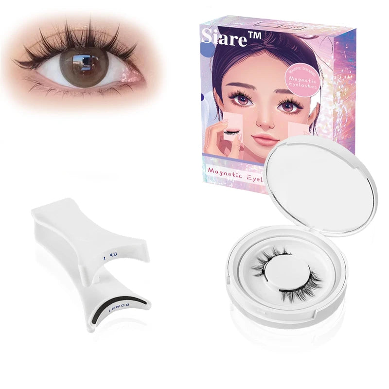 Generic Siare™ Magnetic Eyelashes Kit, Which can be Reused Natural Magnetic Eyelashes and Waterproof, Natural, Light, No Glue, Easy to Wear and Remove for All-Day Comfort (Natural + plump 2 Pair)