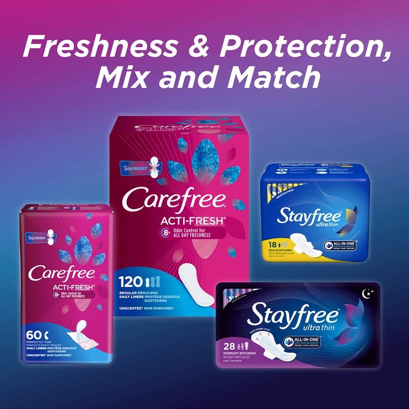 Stayfree Ultra Thin Overnight Pads with Wings, For Women, Reliable Protection and Absorbency of Feminine Moisture, Leaks and Periods, 40 Count