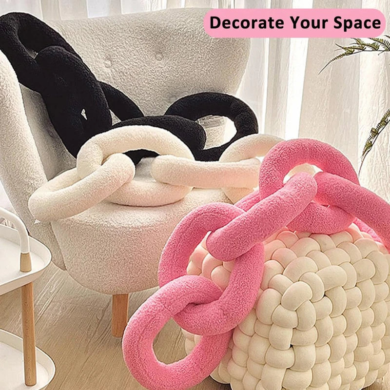 VISTABLUE Chain Link Pillow, Unique Throw Pillows, Love Pillows Aesthetic Cushion Decorative Soft Fun Funky Pillows for Bed Couch Chair Decoration (White), LTBZ01