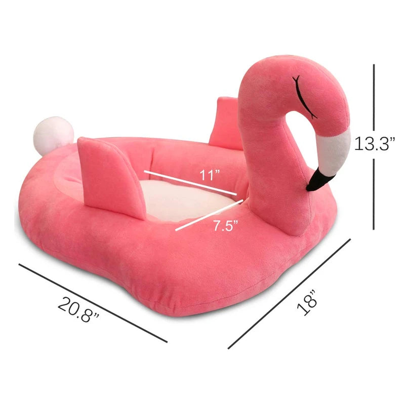 Petgrow Flamingo Shaped Cute Cat Bed Sofa, Warm Pet Bed Cuddle, Lovely Pet Mat for Cats Kittens Rabbits Small Dogs