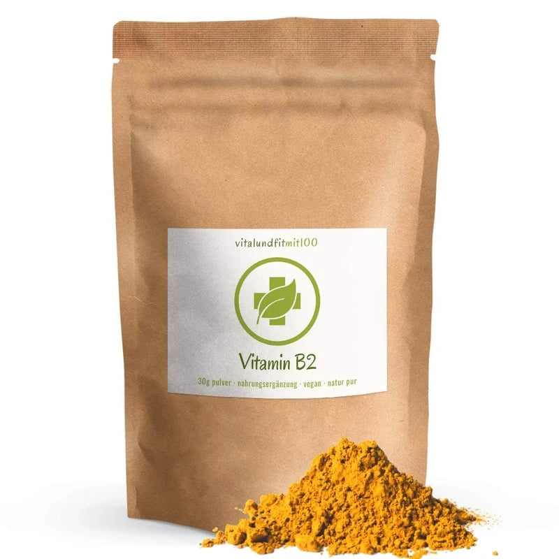 Vitamin B2 (Riboflavin) Powder - 30 g - in Tested Quality - 100% Vegan & Pure - Completely Pure without Residue - Gluten-Free, Lactose Free - No Additives and Additives