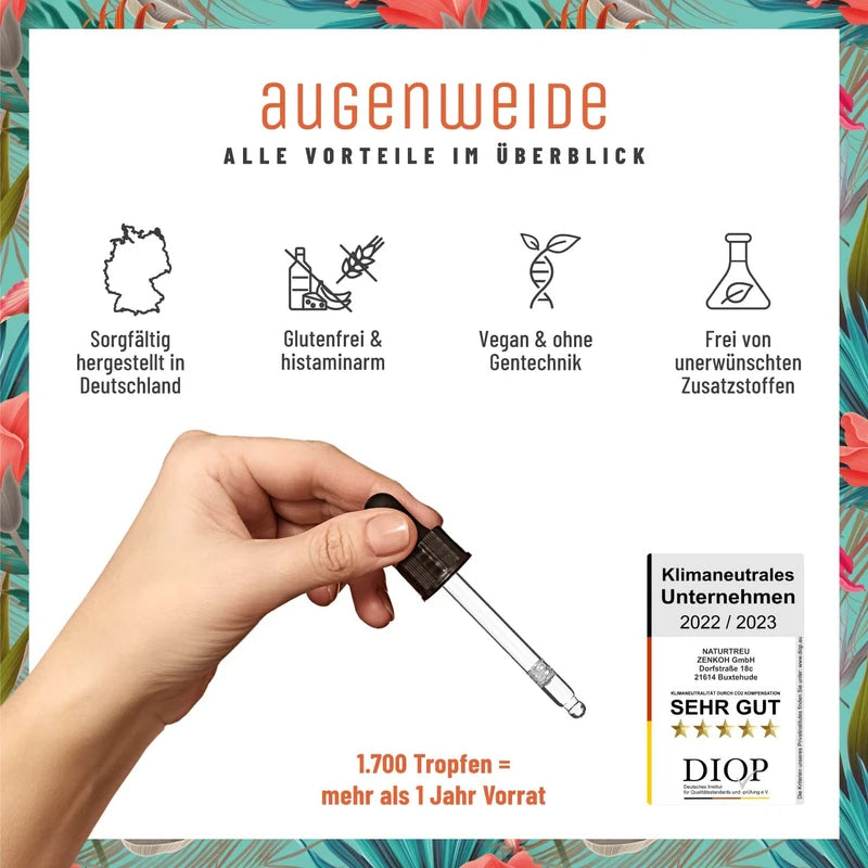 Vitamin A Drops High Dose – Introductory Price – 5000 IU (1500 μg) per Daily Dose – Vegan – Vitamin A Liquid – Made in Germany – Retinol Natural Feast for Eyes, 1700 Drops, 50 ml