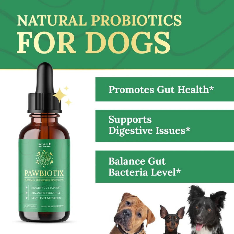 Natures NutriWave Pawbiotix Liquid probiotics for Dogs - Dog probiotics for Digestive Health | 100% Natural Dog Gut Health probiotics | probiotics for Dogs | Original Formula, Beacon Flavor, 1oz, 1 Month Supply