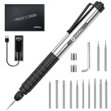 HARDELL Engraving Pen, Rechargeable Mini Engraver Pen with 10 Rotating Grinding Heads, Cordless Portable Electric Micro Engraving Pen for Jewelry, Glass, Wood, Stone, Metal & DIY