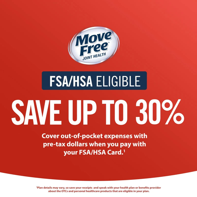 Move Free Advanced Glucosamine Chondroitin MSM + Vitamin D3 Joint Support Supplement, Supports Mobility Comfort Strength Flexibility & Bone + Immune Health - 120 Tablets (60 servings)*