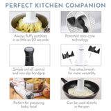 Masha Official Electric Potato Masher Hand Blender 3-in-1 Multi Tool Blends Purees Whisks - Immersion Mixer - Vegetables & Potatoes - Soup Maker