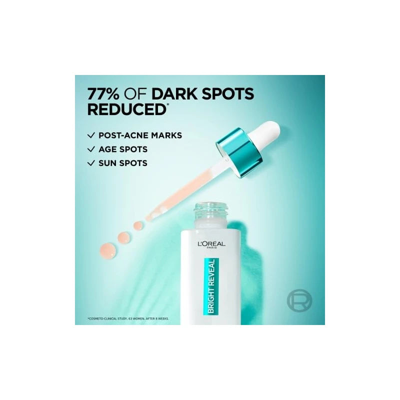 L’Oréal Paris Bright Reveal, 10% [Niacinamide + Amino Sulfonic Acid], Dark Spot Brightening Face Serum, for Sunspots, Age Spots and Post-Acne Marks, 30ml