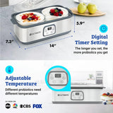 Ultimate Probiotic Yogurt Maker with Adjustable Temperature Control - Make Trillions of Live Probiotics - LIFETIME WARRANTY - material: With Eight 6oz Jars