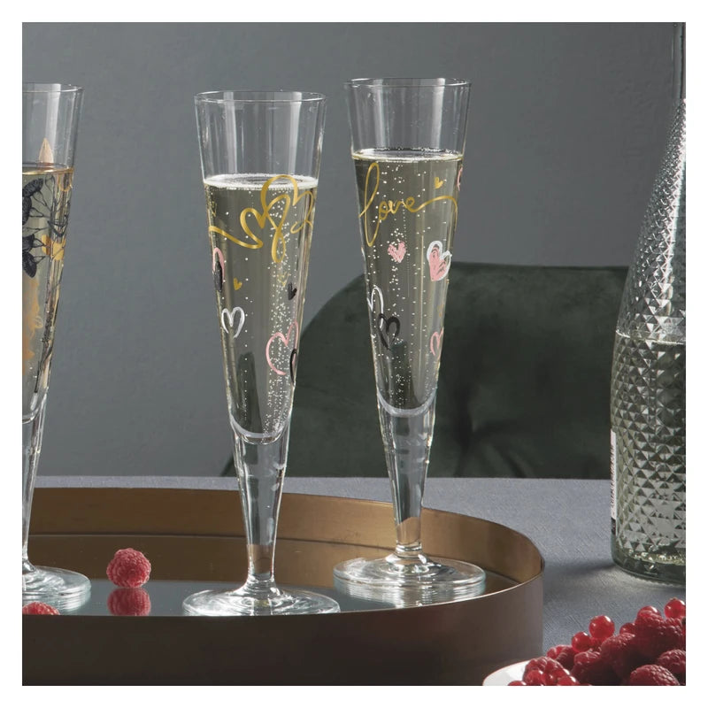 Ritzenhoff 6031004 Champagne Glass 200 ml - Goldnacht Duett F23 Series - 2 x Designer Piece with Real Gold - Made in Germany