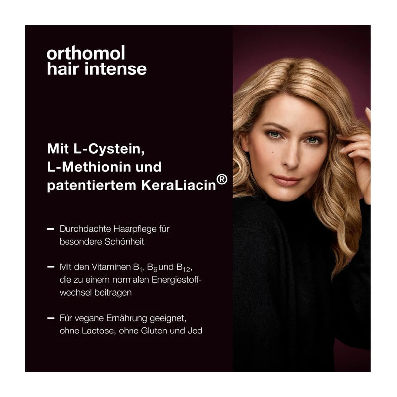 Orthomol Hair Intense - Mikronährstoffe für schönes Haar - mit Biotin, Kupfer und Zink - Kapseln, 60 pcs. Daily portions